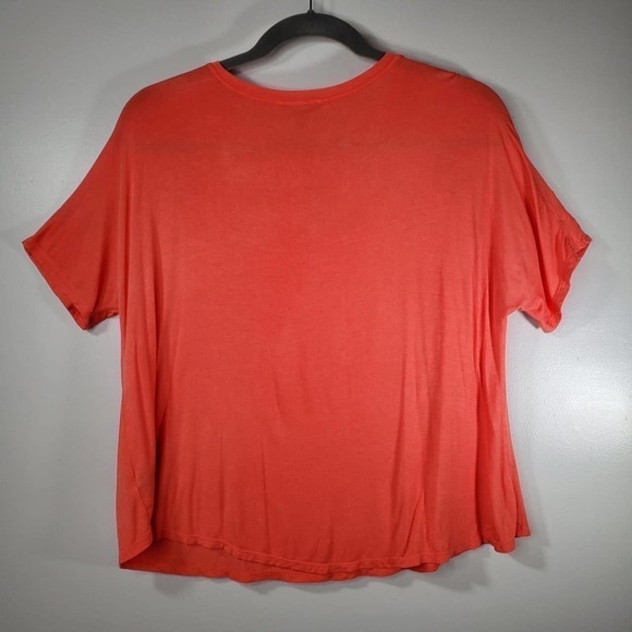Lane Bryant Floral Mesh Lace Yoke Short Sleeve Tee Coral Pink Size 18/20 - Picture 5 of 9